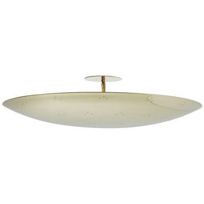 Large Two Enlighten 'Rey' Perforated Polished Brass Dome Ceiling Lamp