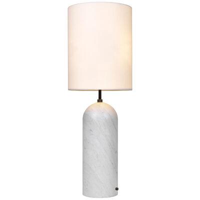 'Gravity XL High' Floor Lamp for Gubi in White Marble with White Shade