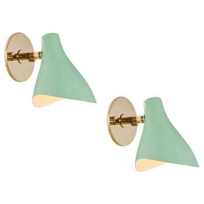 Pair of Gino Sarfatti Model #10 Sconces in Green for Arteluce