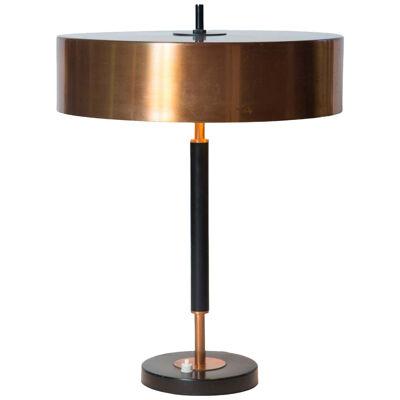 1950s Jo Hammerborg Copper and Black Lacquered Metal Table Lamp Fog & Mørup