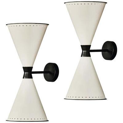 Monumental 'Diablo' Perforated Double-Cone Sconces in White and Black