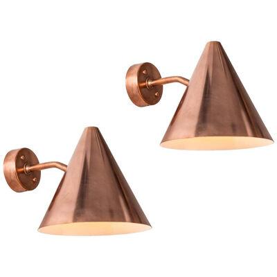 Pair of Hans-Agne Jakobsson 'Tratten' Polished Copper Outdoor Sconces