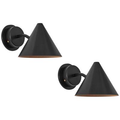 Pair of Hans-Agne Jakobsson 'Mini-Tratten' Outdoor Sconces in Black