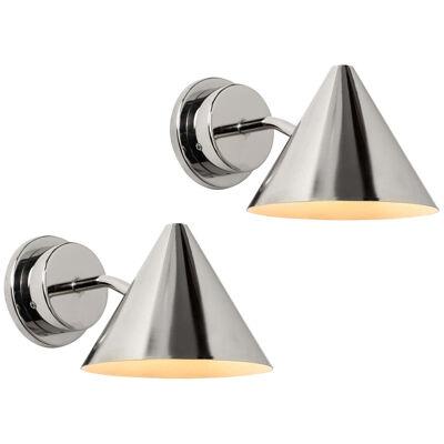 Pair of Hans-Agne Jakobsson 'Mini-Tratten' Polished Nickel Outdoor Sconces