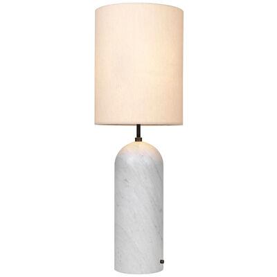 'Gravity XL High' Floor Lamp for Gubi in White Marble with Canvas Shade