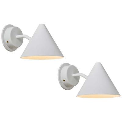 Pair of Hans-Agne Jakobsson 'Mini-Tratten' Outdoor Sconces in White