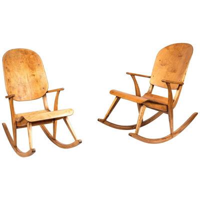 Rare Pair of 1940s Rocking Chairs by Ilmari Tapiovaara