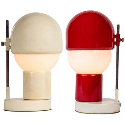 Pair of Glass and Metal Table Lamps Attributed to Angelo Lelli for Arredoluce
