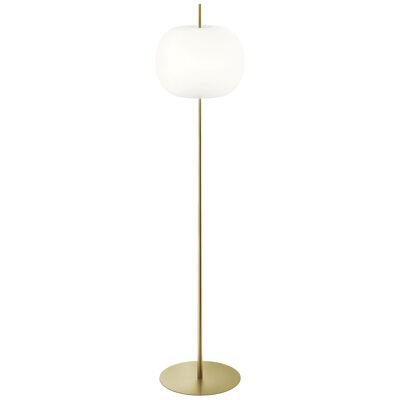 'Kushi XL' Opaline Glass and Brass Floor Lamp for KDLN