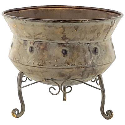 Antique Patinated Copper Bowl on Later Stand, Continental