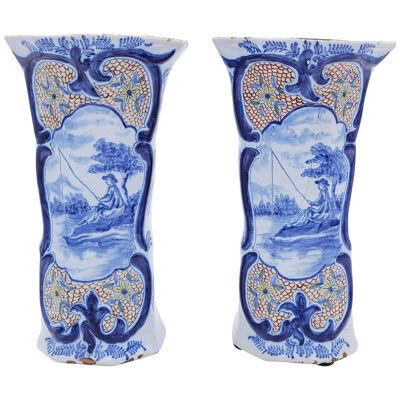 Pair of 18th Century Delft Vases, circa 1760
