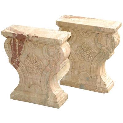 19th Century Southern Italian Antique Marble Pedestals - A Pair