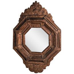 Baroque Style 19th-Century Dutch Copper Repoussé Mirror