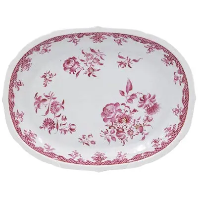 Rare Famille Rose Pink Oval Platter, Chinese Export, circa 1760