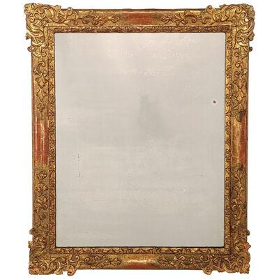 Italian 18th Century Giltwood Frame with Later Mirror, circa 1780
