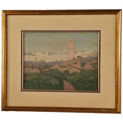 European View, Pastel, circa 1910 Italy