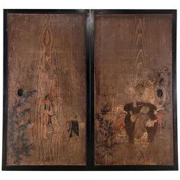 Pair of Meiji Period Painted Sliding Doors