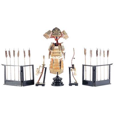 Meiji Period Partial Miniature Samurai Armor and Weapons Set, late 19th century