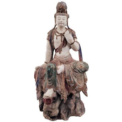 Circa 1900 Moon Goddess in Wood and Polychrome