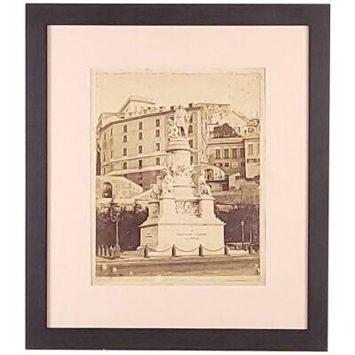 Albumen Photograph of Christopher Columbus Statue, Italy, 19th century