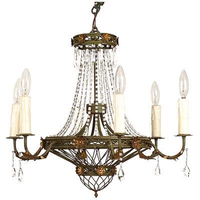 Circa 1900 Tole and Gilt Pendant Chandelier, Italy