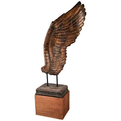 Large Vintage Patinated Gilt Angel's Wing, Italy circa 1960