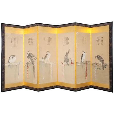Falconry Screen, Japan circa 1840
