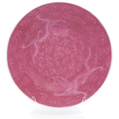Chinese Pink Low Bowl Decorated with Dragons, circa 1880