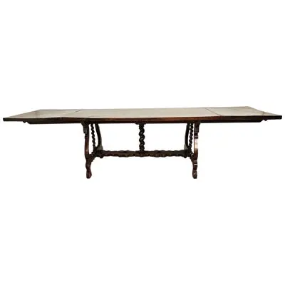 Baroque Walnut Trestle Table, Spain, 18th or 19th century