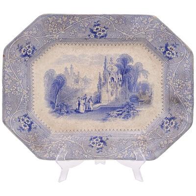 Staffordshire Blue and White Platter in the "Columbia" Pattern
