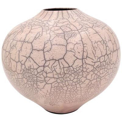 Raku Glazed Crackleware Vase by Denise Stukas, U.S.A. circa 1980