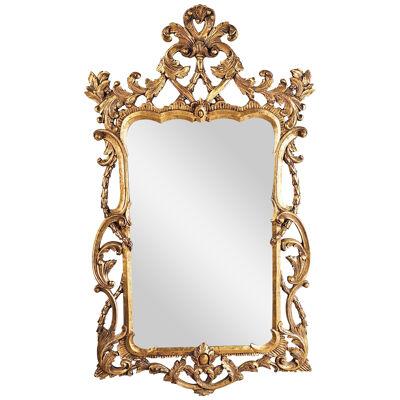 Vintage Chippendale Style Giltwood Mirror, Probably Italy circa 1950