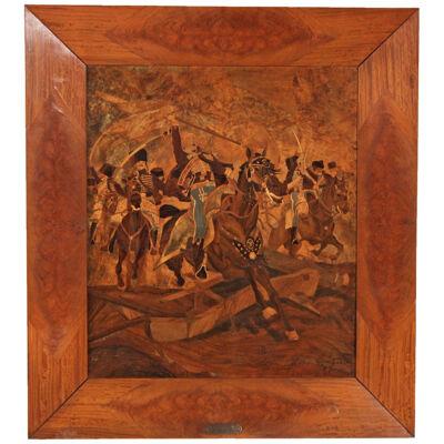 Large Beautiful Parquetry Equestrian Panel c.1900