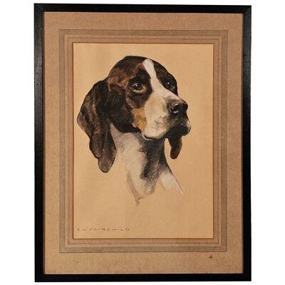 Early 20th Century Painting of Water Dog by Fairchild