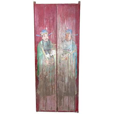 Large Pair of Chinese Lacquered Doors 19th century