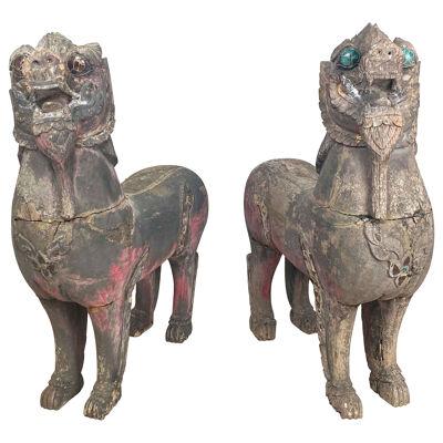 Temple Lions, SE Asia 19th Century, A Pair