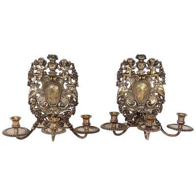 Pair of Charles I Style Sconces, England circa 1850