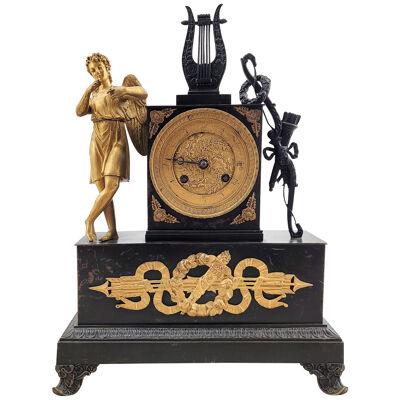 French Empire bronze and ormolu clock, circa 1820