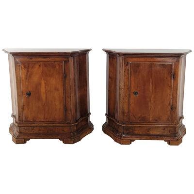 Pair of Smaller Italian Walnut Cabinets, 18th or 19th century