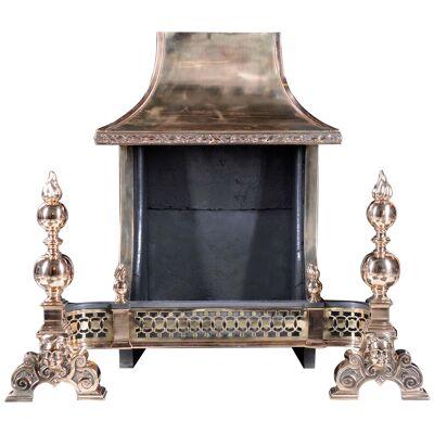 A Baroque Style Hooded Victorian Fire Grate