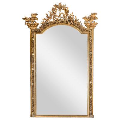 Large Antique French Gilt Gesso Mirror