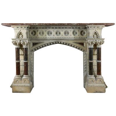 A Gothic Revival Antique Stone Fireplace