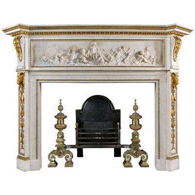 Oustanding French Regence Marble Fireplace with Clodion Tablet 