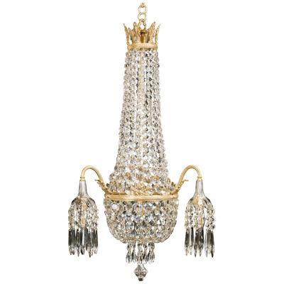A Glass and Gilt Metal Chandelier