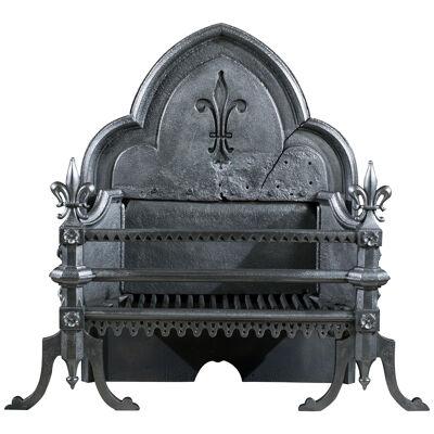 A Large Cast Iron Gothic Revival Fire Grate