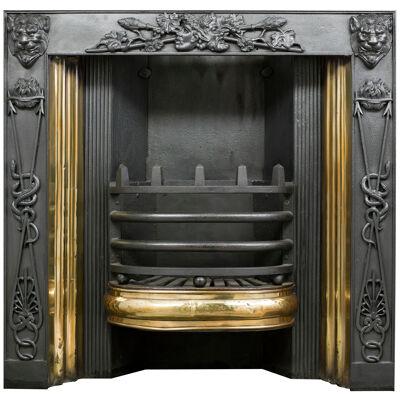 A Victorian Cast Iron & Brass Register Grate