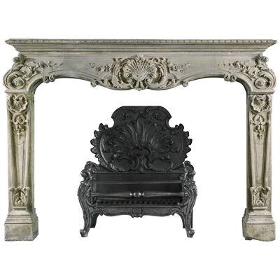Rare Antique Louis XV Stone Fireplace Mantel