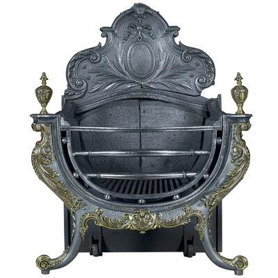 A Large Rococo Style Cast Iron Fire Grate