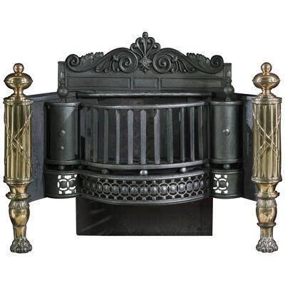 A Large Regency Steel & Brass Fire Basket