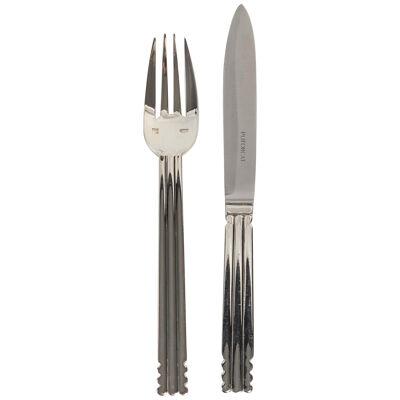 Puiforcat - Flatware Nantes 12 Forks 12 Knives Silver Plated - 24 Pieces